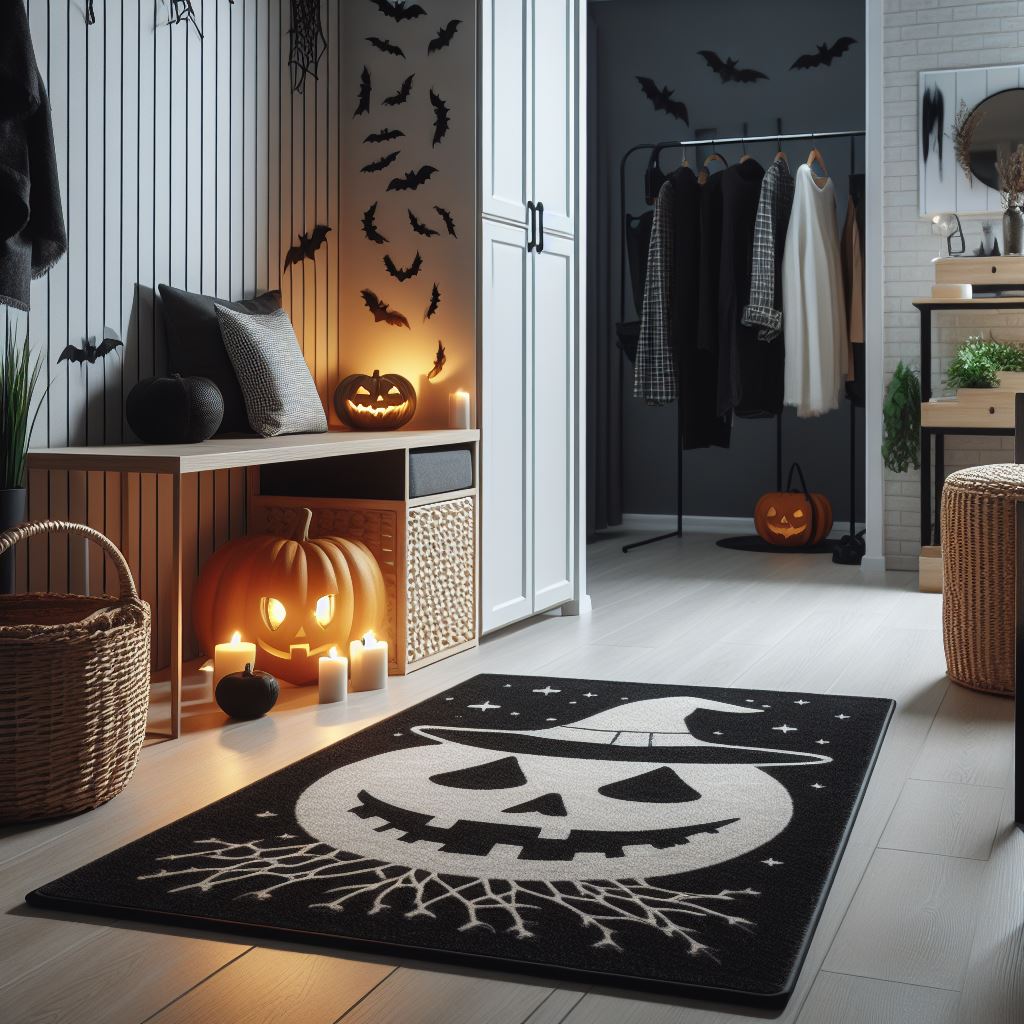doormat halloween style spooky pumkin with hat