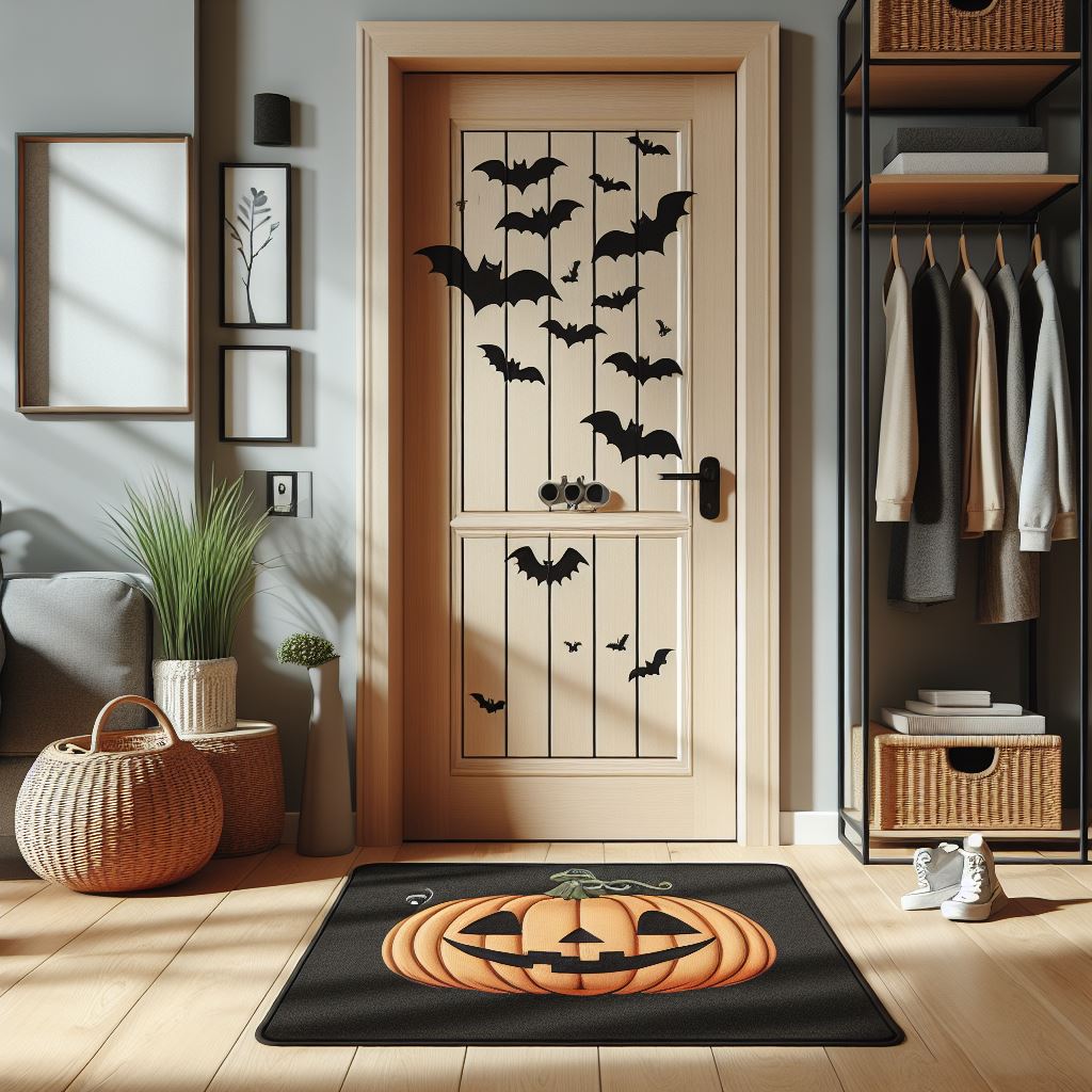 doormat halloween pumkin black
